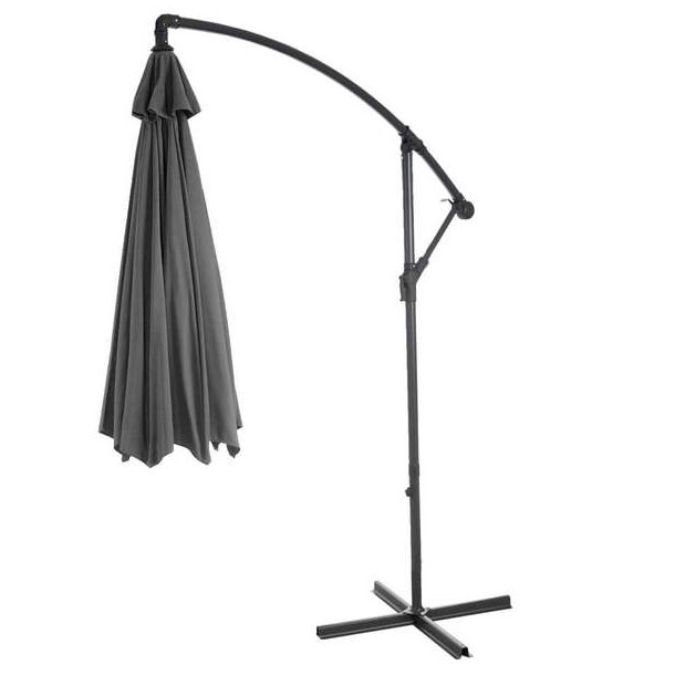Hngeparasol 3 meter - 300 cm antracit vipbar parasol med krydsfod og fliser