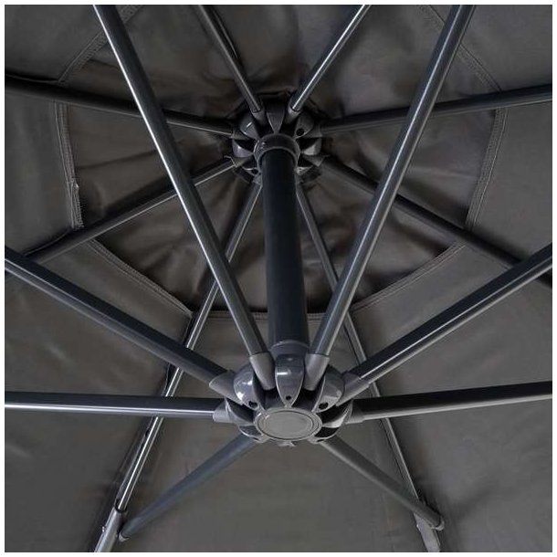 Hngeparasol 3 meter - 300 cm antracit vipbar parasol med krydsfod og fliser
