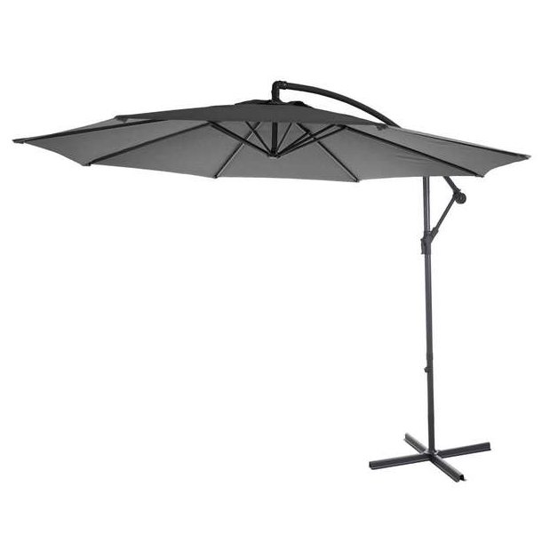 Hængeparasol Ø3 meter - Ø300 cm antracit vipbar parasol med krydsfod