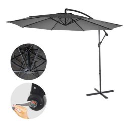 Hngeparasol 3 meter - 300 cm antracit vipbar parasol med krydsfod