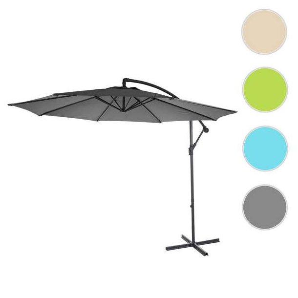 Hngeparasol 3 meter - 300 cm antracit vipbar parasol med krydsfod