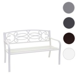 Parkbnk og havebnk - hvid stlbnk i pulverlakeret stl