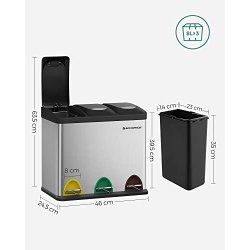 Pedal skraldespand - pedalspand med l�g - 24L (3x8L) s�lv metal