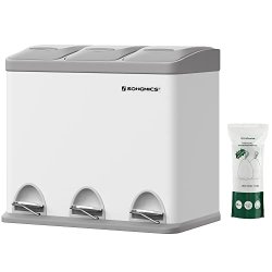 Pedal skraldespand - pedalspand med l�g - 24L (3x8L) hvid metal