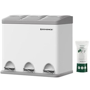 Pedal skraldespand - pedalspand med l�g - 24L (3x8L) hvid metal