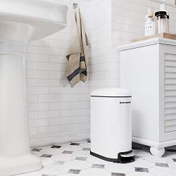 Pedalspand 10L - skraldespand med soft-close l�g - hvid metal