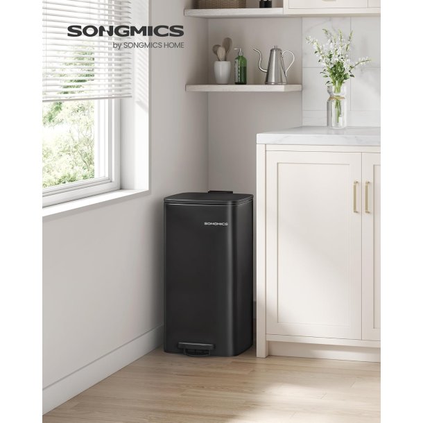 Pedalspand 30 liter - skraldespand med soft-close l�g - sort