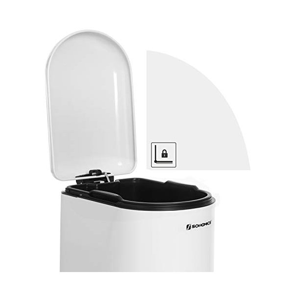 Pedalspand 10L - skraldespand med soft-close l�g - hvid metal