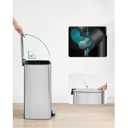 Pedalspand 30 liter - skraldespand med soft-close l�g - s�lv