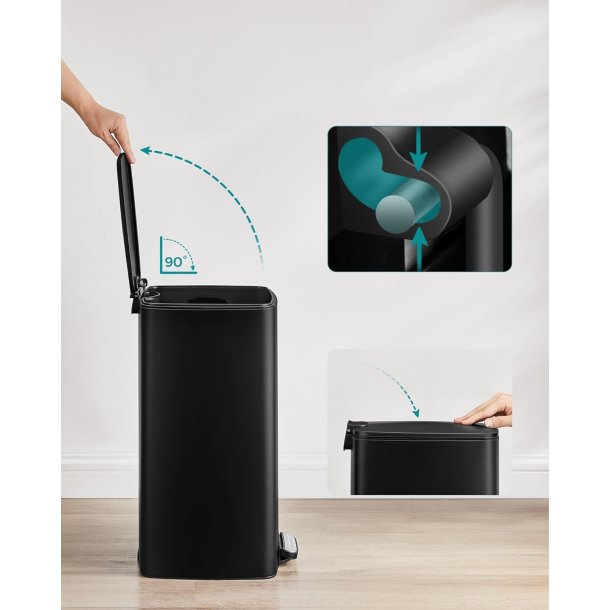 Pedalspand 30 liter - skraldespand med soft-close l�g - sort