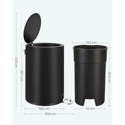 Pedalspand 3L - skraldespand med soft-close l�g - sort metal