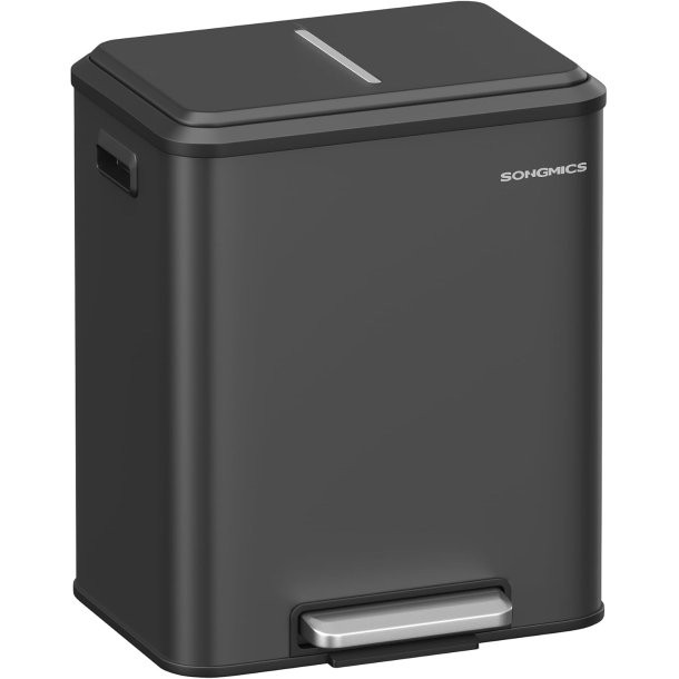 Pedal skraldespand - pedalspand med lg - 30L (2x15L) - sort