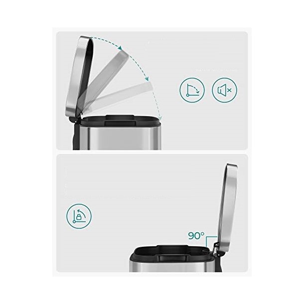 Skraldespand - pedalspand med soft close l�g - 30L s�lv