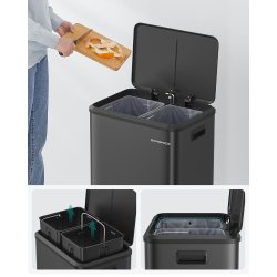 Pedal skraldespand - pedalspand med lg - 30L (2x15L) - sort