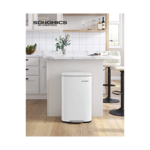 Skraldespand - pedalspand med soft close l�g - 50L hvid