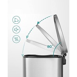 Skraldespand - pedalspand med soft close l�g - 50L s�lv