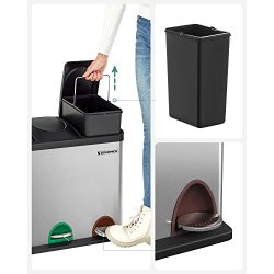 Pedalspand - skraldespand med l�g - 45L (3x15L) s�lv metal