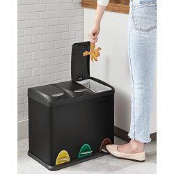 Pedal skraldespand - pedalspand med l�g - 24L (3x8L) sort metal