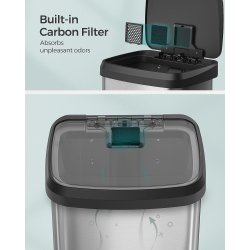 Pedalspand - h�j skraldespand med soft close l�g - 68L s�lv