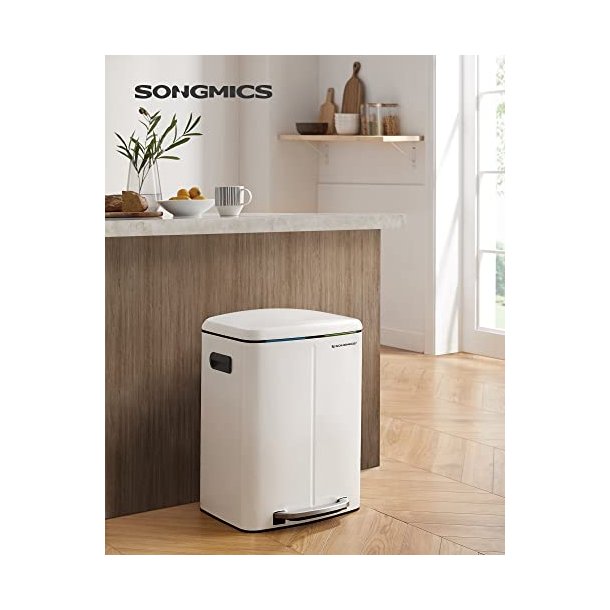 Skraldespand - pedalspand med soft close l�g - 2x20L hvid