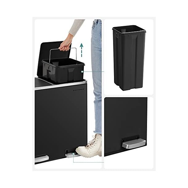 Skraldespand - pedalspand med soft close l�g - 2x24L sort