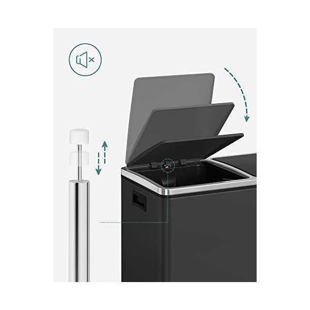 Skraldespand - pedalspand med soft close l�g - 2x24L sort