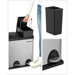 Skraldespand - pedalspand med soft close l�g - 54L (3x18) s�lv/sort