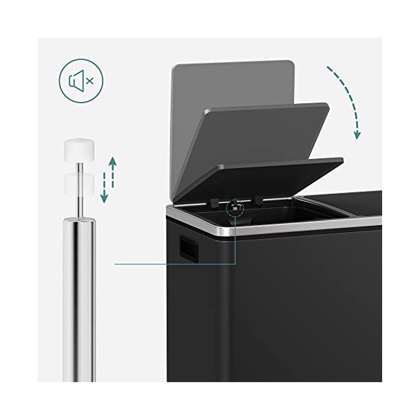 Skraldespand - pedalspand med soft close l�g - 2x30L sort