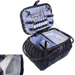 Picnickurv til 2 personer - picnicst i flet med termo kleskab