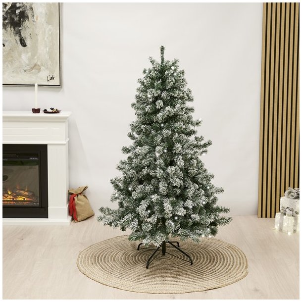 NORDIC WINTER - kunstigt juletræ 150 x 100 med sne og LED-lys - julebelysning
