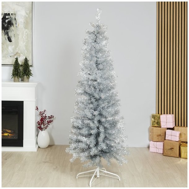 NORDIC WINTER BLING - slv smalt plastik juletr 180 x 68 u/LED