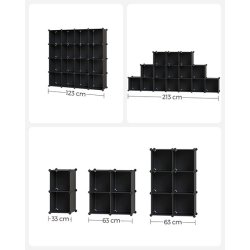 Opbevaringsskab - kubisk skab i plastik - plastikskab med 16 rum