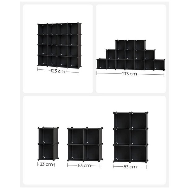 Opbevaringsskab - kubisk skab i plastik - plastikskab med 16 rum