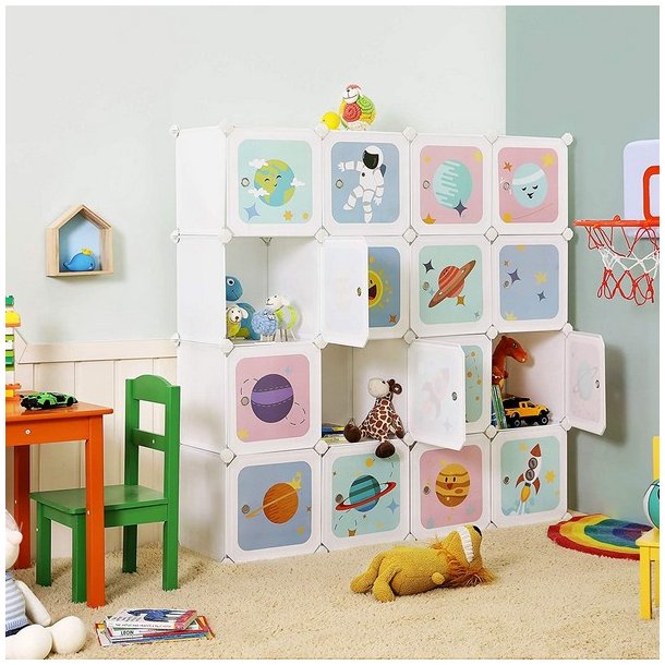 Opbevaringsskab - kubisk skab i plastik - plastikskab med 16 rum