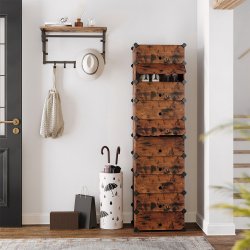 Skoskab i plast - rektangul�rt opbevaringsskab med 10 rum - rustik brun