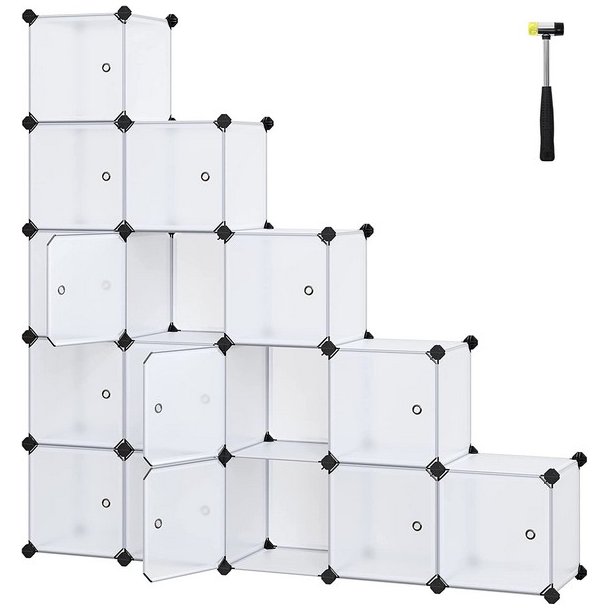 Opbevaringsskab - kubisk skab i plastik - plastikskab med 16 rum