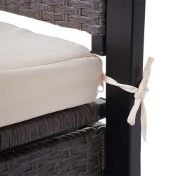 Haveb�nk og hyndeboks - gr�meleret polyrattan med creme hynde
