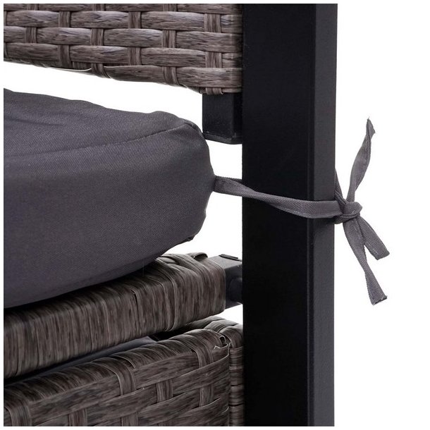 Havebnk og hyndeboks - grmeleret polyrattan med gr hynde