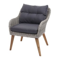 Loungest og havembelst - gr polyrattan havembler med mrke hynder