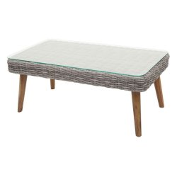 Loungest og havembelst - gr polyrattan havembler med mrke hynder