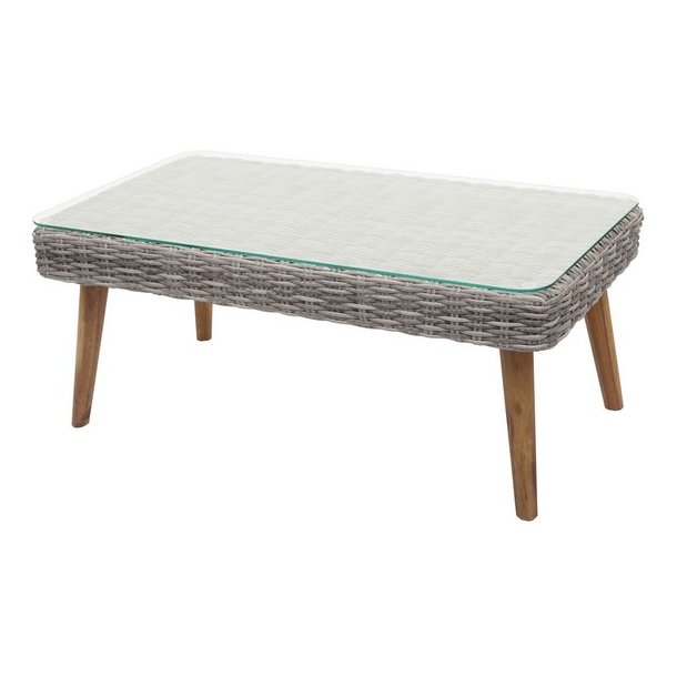 Loungest og havembelst - gr polyrattan havembler med mrke hynder