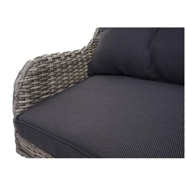 Loungest og havembelst - gr polyrattan havembler med mrke hynder