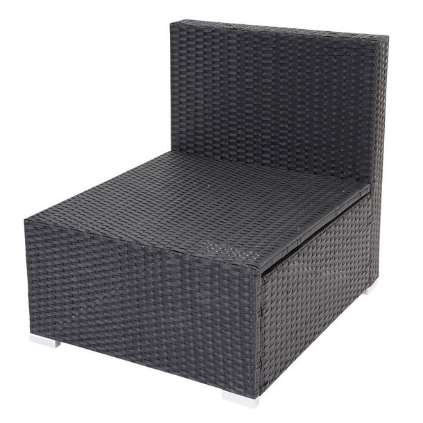 Loungest - sort polyrattan siddegruppe med antracit hynder