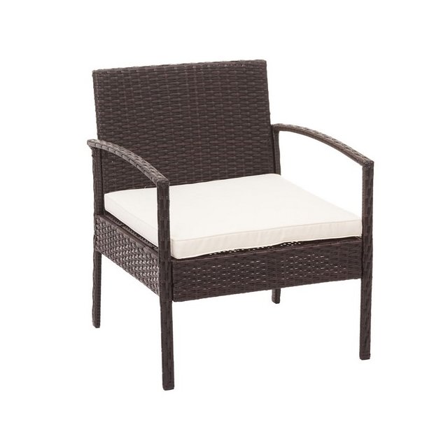 Polyrattan loungest - lounge havembelst i 4 dele - brun 2-1-1