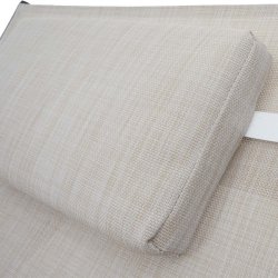 Polyrattan solseng - sort polyrattan liggestol med creme/hvid stof