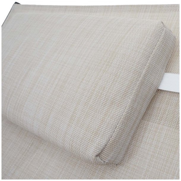 Polyrattan solseng - sort polyrattan liggestol med creme/hvid stof