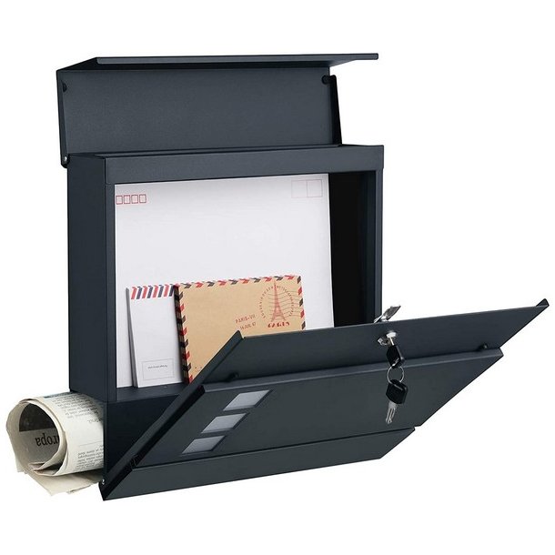 Brevkasse med avisrr - vghngt postkasse - antracit brevkasse