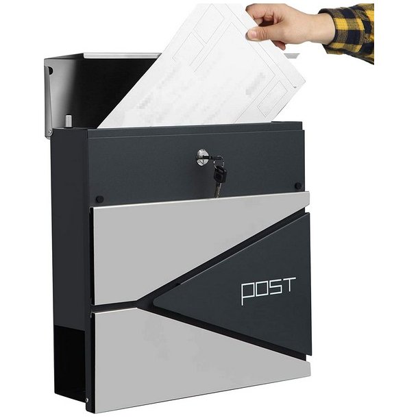 Brevkasse med avisr�r - v�gh�ngt postkasse - antracit/s�lv