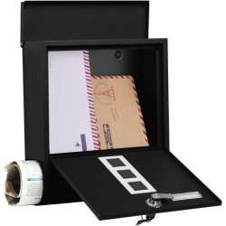 Brevkasse med avisrr - vghngt postkasse - sort brevkasse