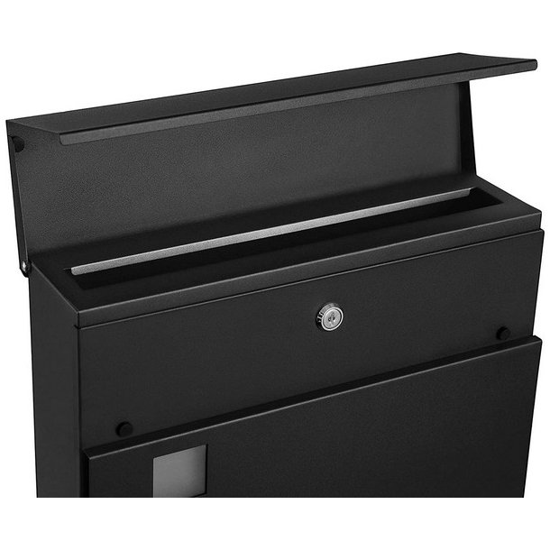 Brevkasse med avisr�r - v�gh�ngt postkasse - sort brevkasse